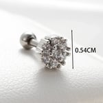 Silver color / 1 Piece Simple Series Classic Round Titanium Steel Silver Color Zircon Women's Stud Earrings 